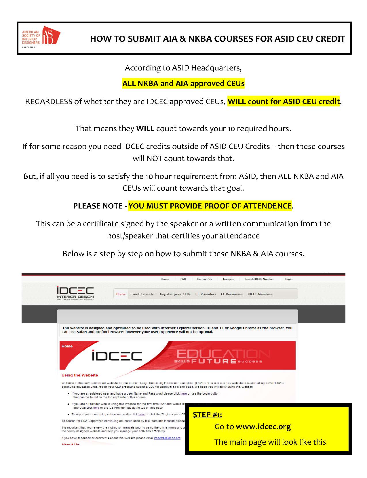 HOW TO SUBMIT AIA  NKBA COURSES FOR ASID CEU CREDIT Page 01