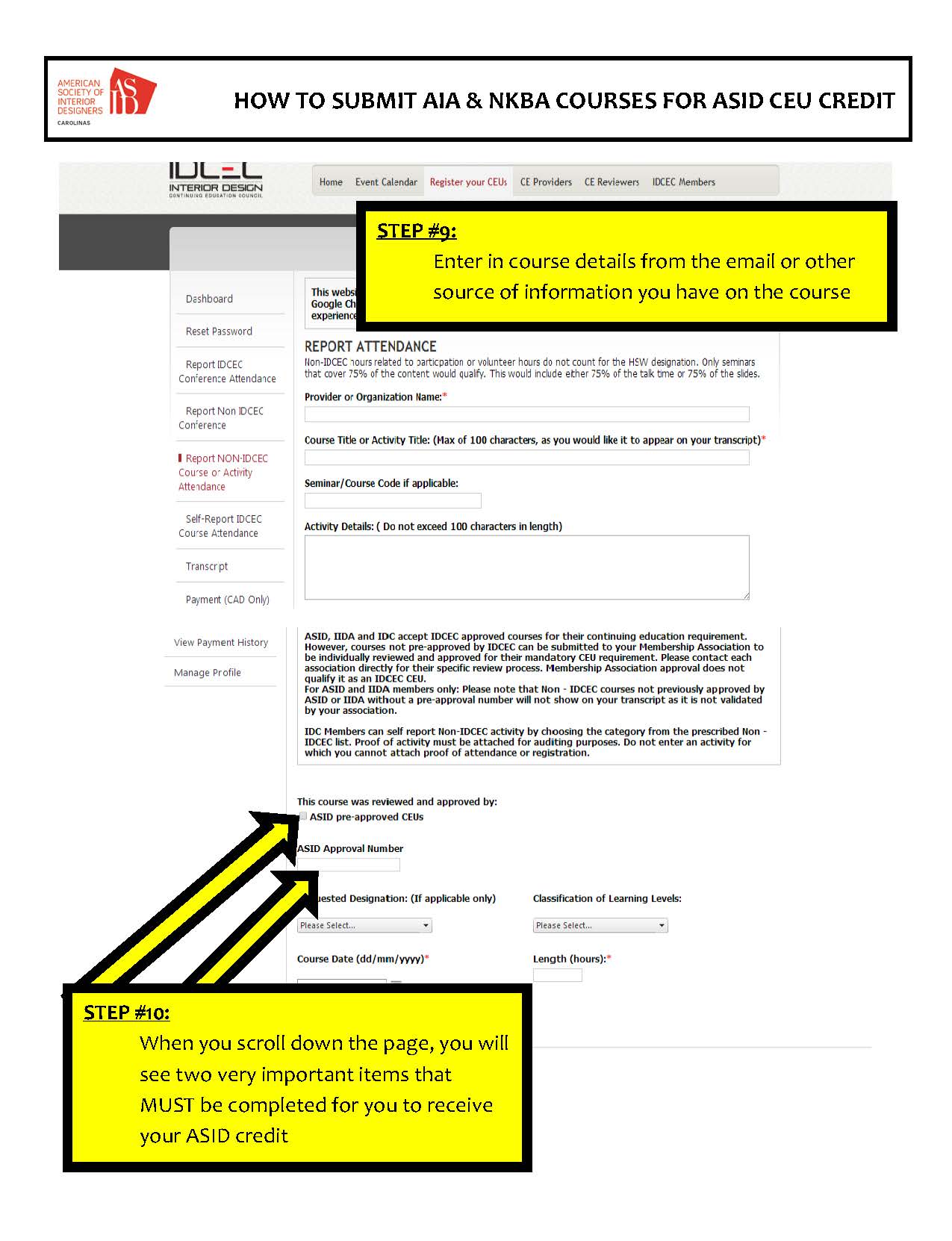 HOW TO SUBMIT AIA  NKBA COURSES FOR ASID CEU CREDIT Page 05